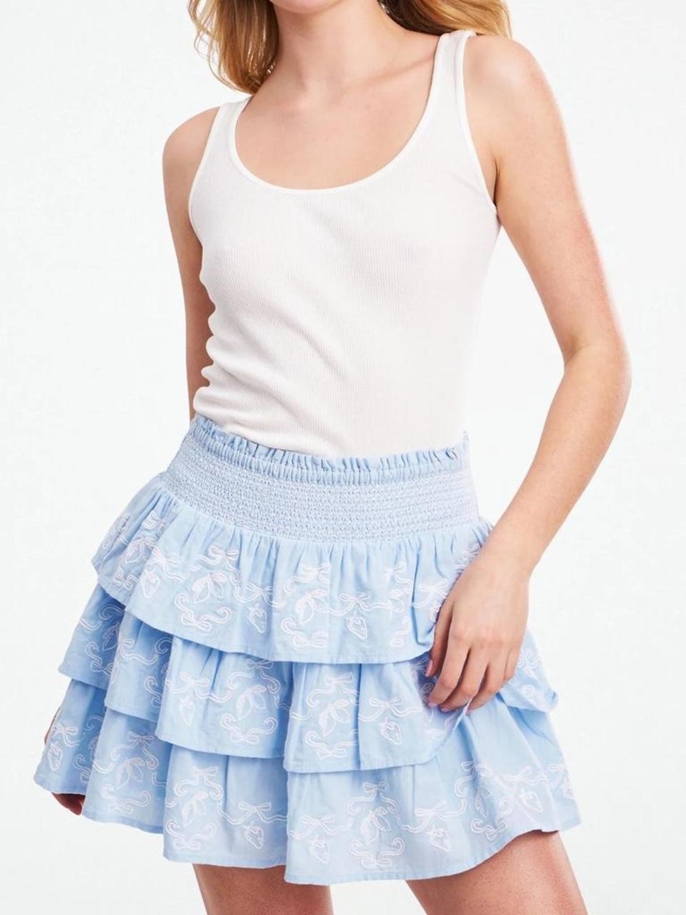 $138 NWT Roller Rabbit lemon bow embroidery Siggy Skirt blue XXS